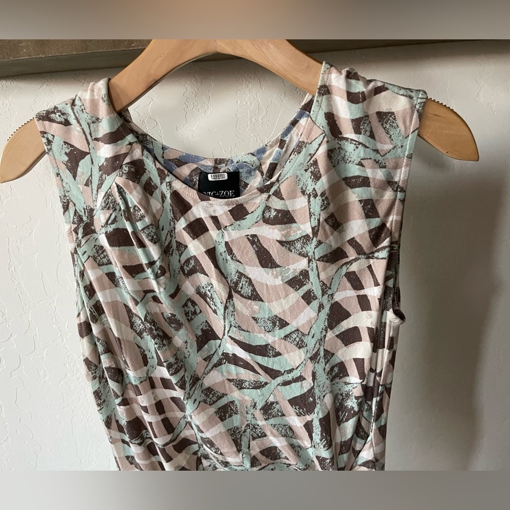 Anthro Nic + Zoe Blue/Turquoise Geometric Midi Dress, Size Petite Small••• - Picture 3 of 12
